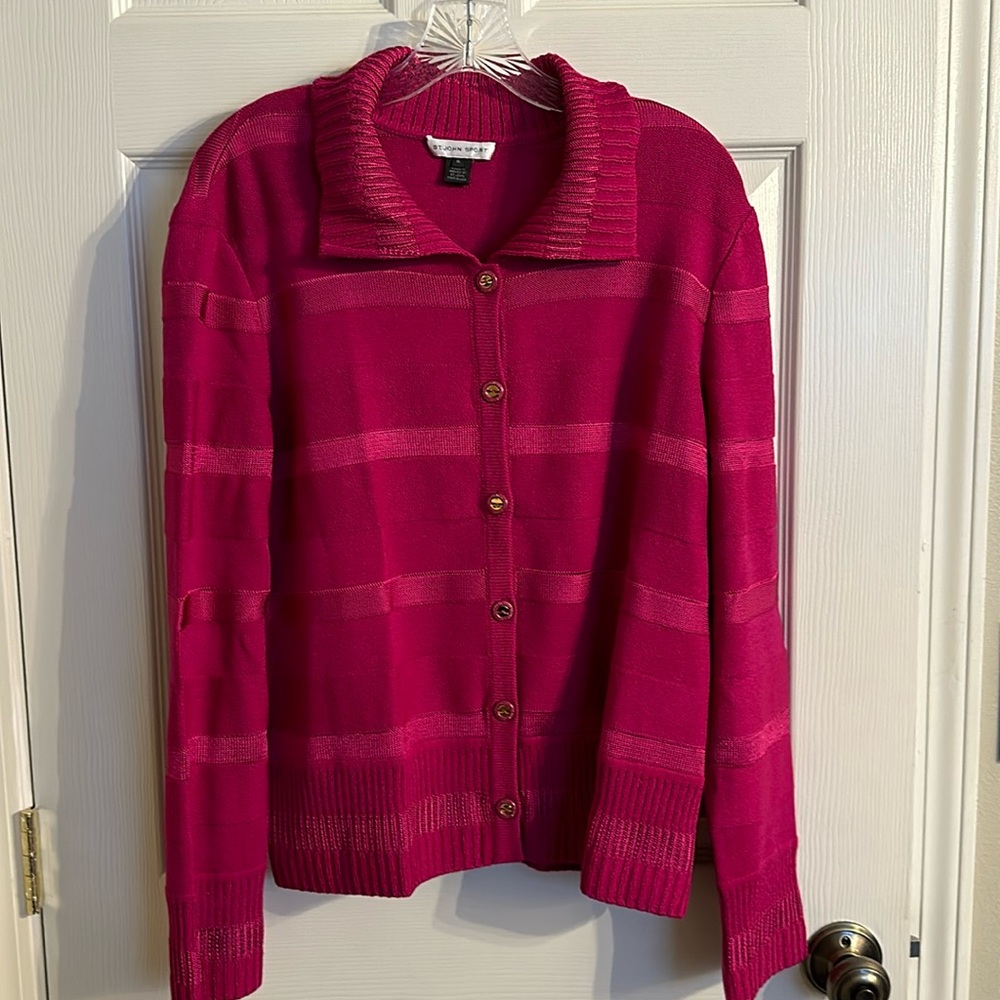 St. John sweater, hot pink, sz XL.